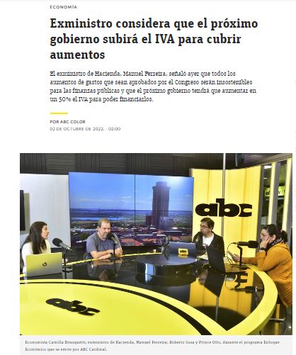 Ex ministro que el próximo gobierno subirá el IVA para cubrir aumentos